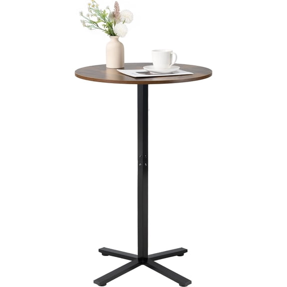 Round Dining Pub Table,Round Bistro Bar Table,23.8 Inch Top,41 Inch Height,Cross Base Suitable for Small Space for Bar and Café, Rustic Brown