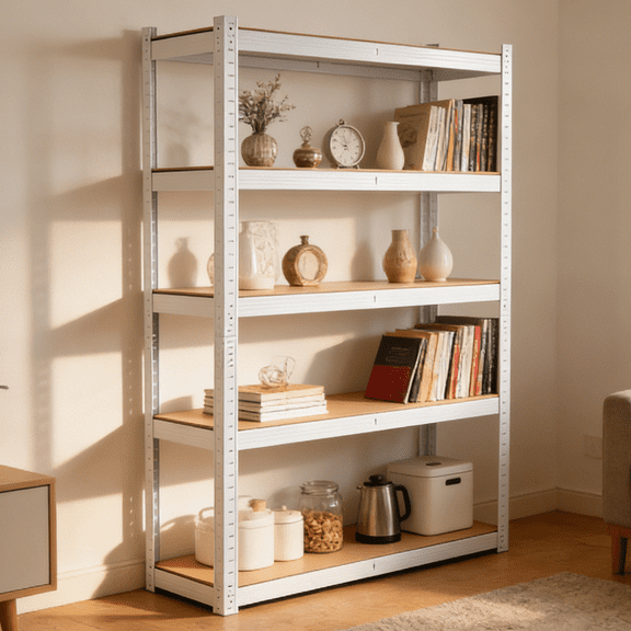 5-Tier Adjustable Metal Shelving Unit, 29" W x 12" D x 59" H Heavy-Duty Storage Rack for Home, Garage, Pantry & Warehouse, White