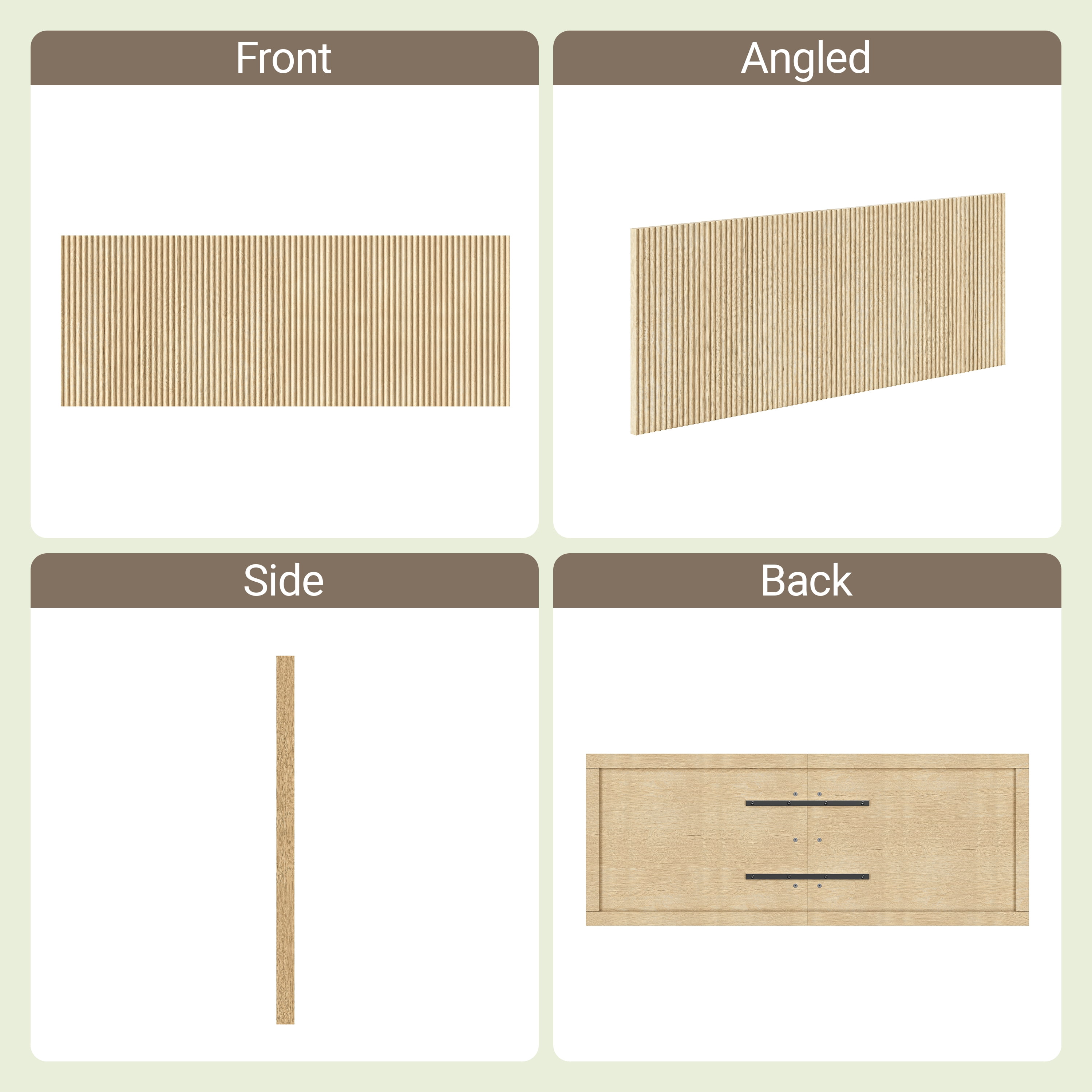 Modern Wavy Wooden Headboard 60.8 Inch for Queen Bed, Vertical Wood Grain Design with Easy Wall-Hanging Assembly, Bohemian Style, Easy Install, Oak