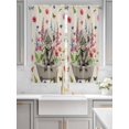 thumbnail image 2 of Pink Flowers Yak Bathroom Window Curtain, Spring Floral Butterflies Rustic Light Filtering Coffee Kitchen Curtains, Bedroom Living Room Curtains 2 Panel 84"x63", 2 of 6