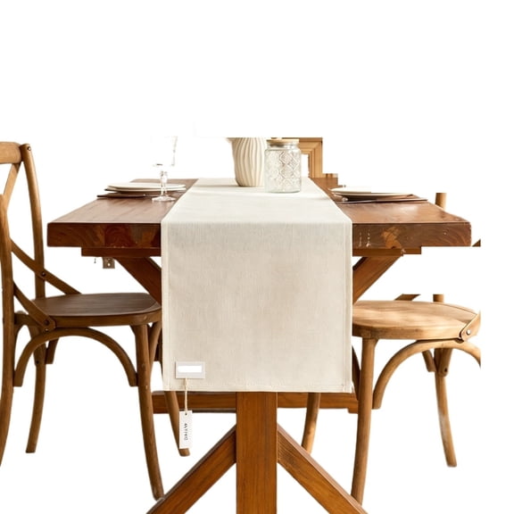 Cotton Linen Table Runner, Beige Rustic Farmhouse Table Runner for Dining Table, Washable Heat Resistant Table Cover for Party Wedding Holiday Decor