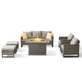 thumbnail image 3 of POCASSY 6PCS Outdoor Furniture Set with Fire Pit Table - All Weather Patio Conversation Set with Gray Wicker Outdoor Accent Club Chairs and 41" Propane Firepit Table for Balcony, Porch, Garden - Gray, 3 of 14