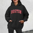 thumbnail image 2 of Bibifish Hoodies For Women Boston City Letter Print Hoodies Long Sleeve Drawstring Hoodies Oversized Fleece Pockets Pullovers, 2 of 4