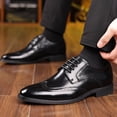 thumbnail image 4 of Men's Brogue Wingtip Formal Leather Dress Shoes Lace Up Non Slip Wedding Business Oxford Shoes, 4 of 5