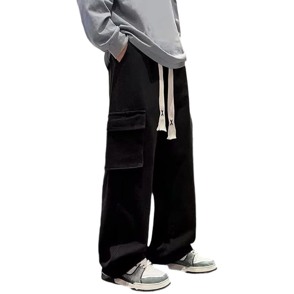 Men's High Street Cargo Workwear Trousers with Multiple Pockets Loose Fit Outdoor Casual Daily Wear Comfortable Durable Pants Loose Fit Straight Legs Beach Trousers
