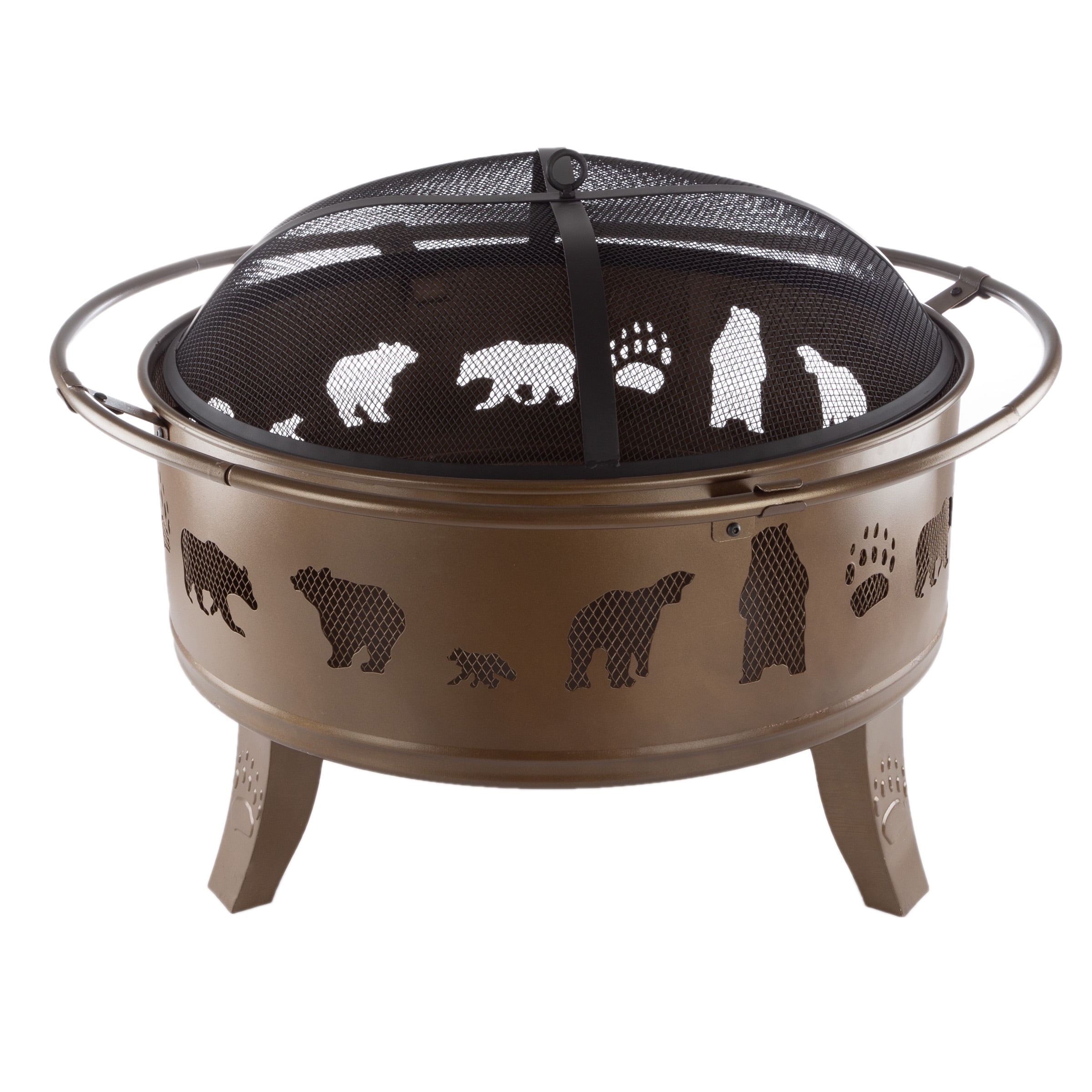 Pure Garden 32-Inch Outdoor Wood Burning Fire Pit with PVC Cover (Gold)