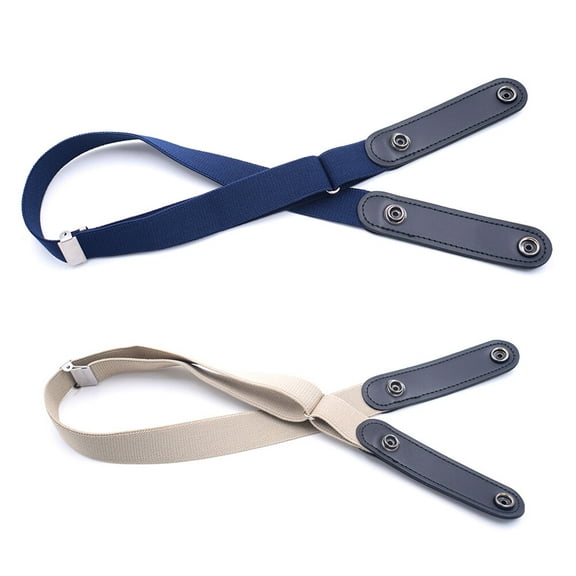 Raindrops 2Pcs Trouser Belts Men Beige Pu Leather Adjustable No Buckle For Jeans Casual Wear 35.4x1x0.2in