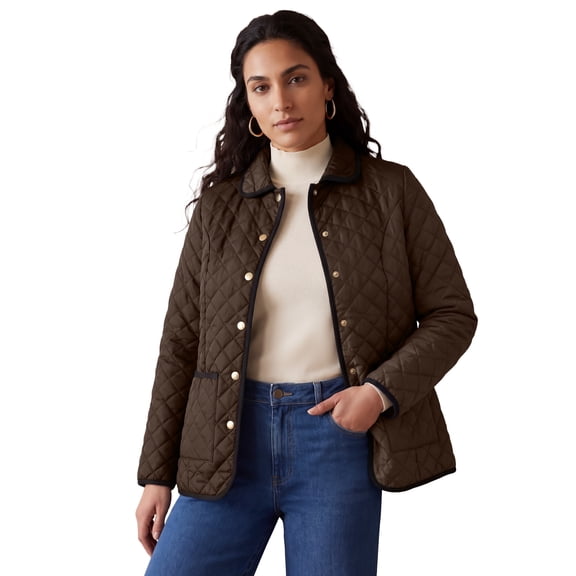 Jessica London Women's Plus Size Snap-Front Quilted Coat