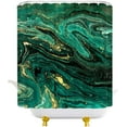 thumbnail image 3 of Green Marble Shower Curtain Abstract Teal Black Mineral Texture Luxury Gold Powder Dark Emerald Green Ink Paint Art Modern Bathroom Decor Curtain with Hooks, 3 of 3