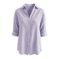 thumbnail image 7 of Qivvo Oversized Striped Button down Shirts for Women Classic Long Sleeve Collared Blouses Office Work Tops Outfit(Purple,Medium), 7 of 7