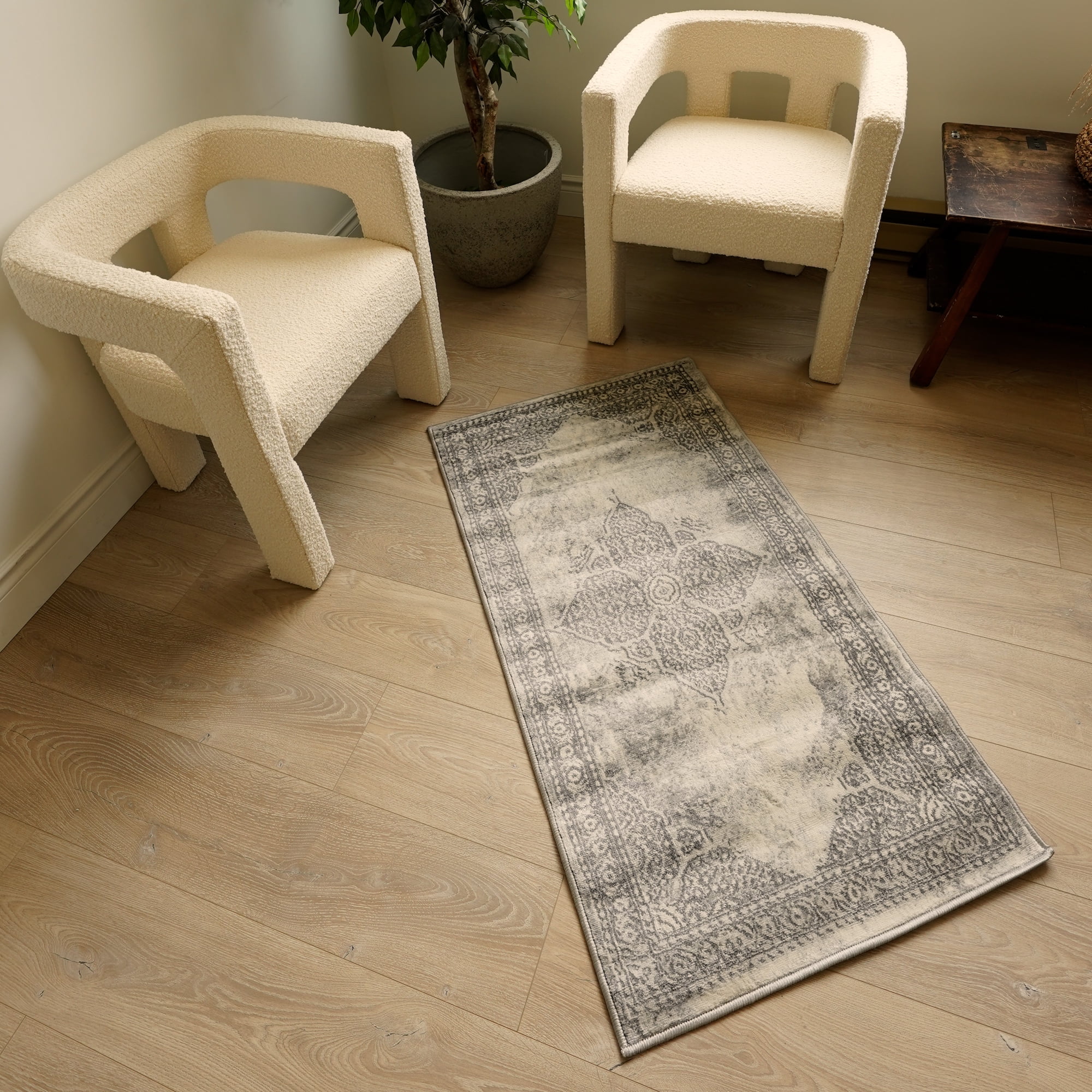 Rug Branch Havana 2' x 19' (Exact Size: 2'3" 19') Moroccan Indoor Runner Rug, Grey Beige, South-Western - Entryway, Hallway, Bathroom, and Kitchen