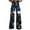 Navy, variant on Womens Dress Pants Wide Leg Pants Woman High Waist Floral Patterned Pants Lightweight Loose Fit Casual Colorful Trouser Imitation Jeans