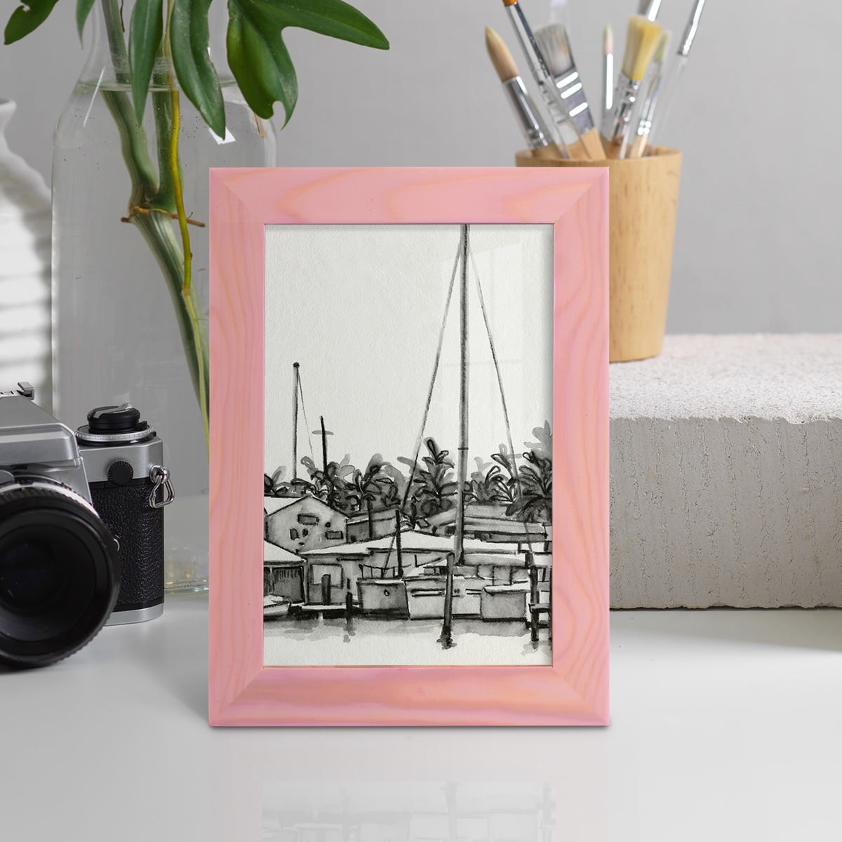 Neutral Tropics III - Framed Print w/glass - Sunset Pink