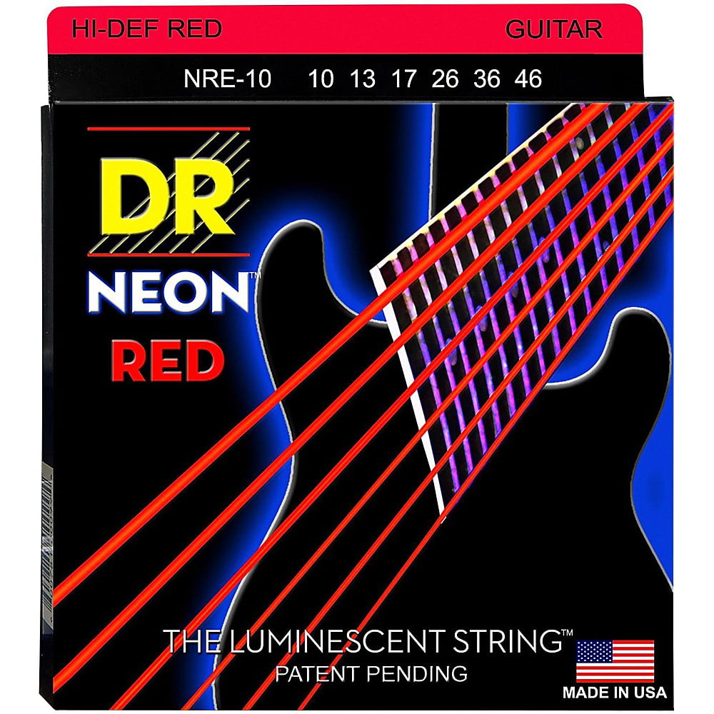 DR Strings HiDef NEON Red Coated Medium (1046) Electric Guitar