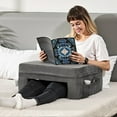 thumbnail image 4 of Reading Pillow for Adults with Lap Tray & Cup Holder, Memory Foam Bed Rest Pillow, Grey Washable Cover, 2 Pockets, 4 of 11