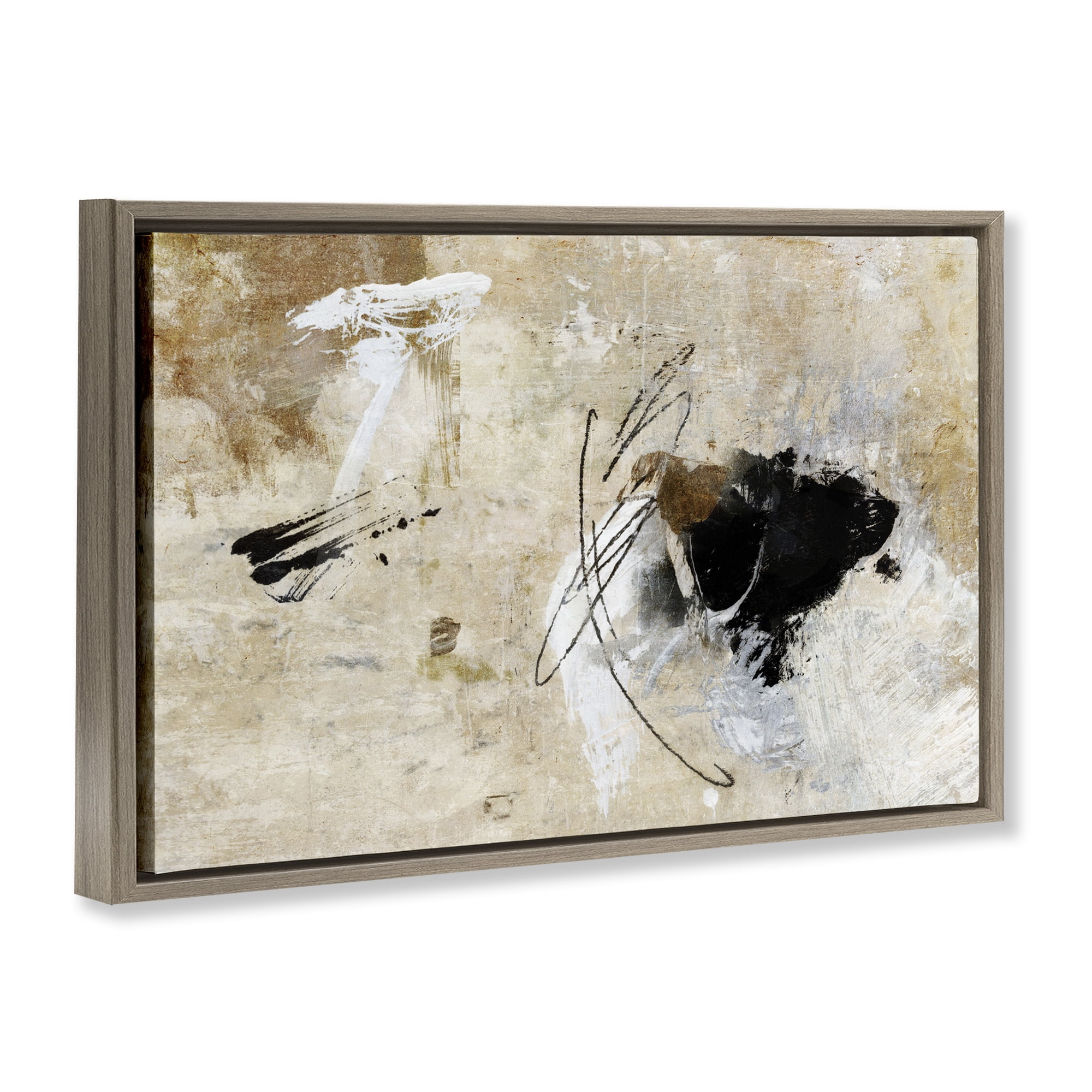 Stupell Industries Rustic Scribble Abstraction Abstract Painting Brown Floater Framed Canvas Art Print Wall Art, 25 x 17