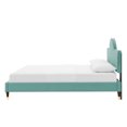 thumbnail image 6 of Platform Bed Frame, King Size, Blue, Velvet, Modern Contemporary, Bedroom Master Guest Suite Room, 6 of 10