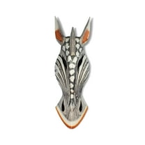 Wooden Tribal African Giraffe Mask Hand Carved Wall Plaque Hanging Home Decor Accent Sculpture Decoration Handmade Handcrafted Pearl Motif Size: 20" tall x 6" wide x 2.5" deep