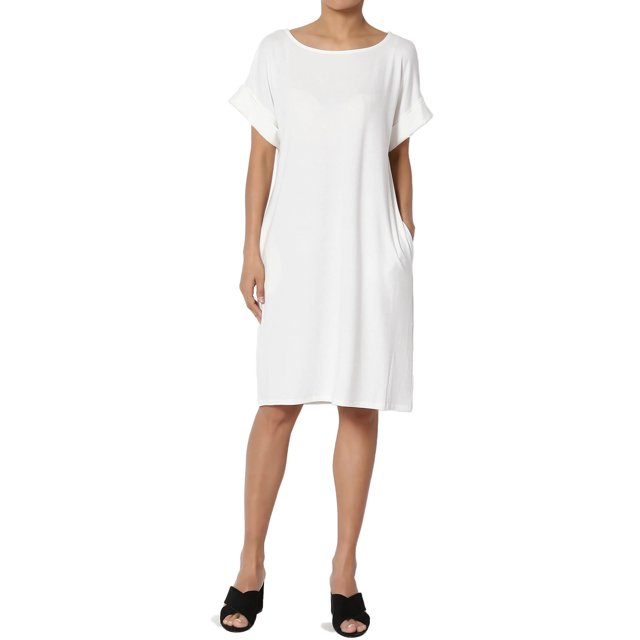 Robe T-Shirt Midi Longueur Genou à Manches Courtes Ajustée pour Femmes
