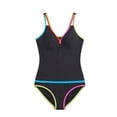 thumbnail image 4 of Enjoytime Womens One Piece Swimsuits Color Block V-Neck Tummy Control Bathing Suit Summer Beach Modest Swimwear 2026, 4 of 5