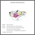 thumbnail image 5 of Gem Stone King 0.87 Ct Round Cabochon White Ethiopian Opal Pink Created Sapphire 925 Silver and 10K Yellow Gold Lab Grown Diamond Two Stone Crossover Ring (Size 9), 5 of 5