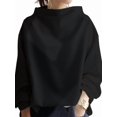 thumbnail image 3 of Womens Oversized Sweatshirts Stand Collar Pullover Long Sleeve Hoodies Tops Fall Fashion Outfits Clothes Black XXL, 3 of 9