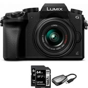 Panasonic LUMIX G7 Interchangeable Lens 4K Ultra HD Black DSLM Camera with 14-42mm Lens Bundle with Lexar Professional 1667x 64GB SDXC UHS-II Dual Memory Card with Pro USB-C Dual-Slot Reader