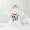 thumbnail image 3 of XIMIN Red White Blue Text Print T Shirts American Flag Short Sleeve Shirt Kids Independence Day Teenage Top Shirts Long for Toddler Boys and Girls (6-7 Years, White), 3 of 6