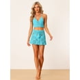 thumbnail image 3 of Conjunto de bikini de 2 piezas para mujer, minifalda con parte superior de Cami calada, conjuntos de punto de ganchillo para playa de verano Azul claro M, 3 of 6