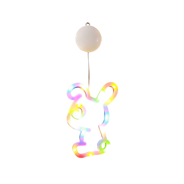 Decoraciones de Pascua para el Hogar la Luz Del Conejo de Pascua Llevó el Colgante de la Copa de Succión Decoración de la Ventana Interior Colgante Fácil de Instalar un Must-Have para Reuniones Famili