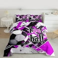 thumbnail image 2 of jejeloiu Football Sport Lovers Full Size Comforter Sets,Boys Soccer Game Bedding Comforter Set,Purple White Black Bedding Sets For Girls Boys,Ultra Soft Home Decor Reversible,3pcs, 2 of 8