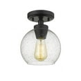 thumbnail image 4 of Golden Lighting Galveston 1-light Flush Mount in Matte Black and Seeded Glass, 4 of 4