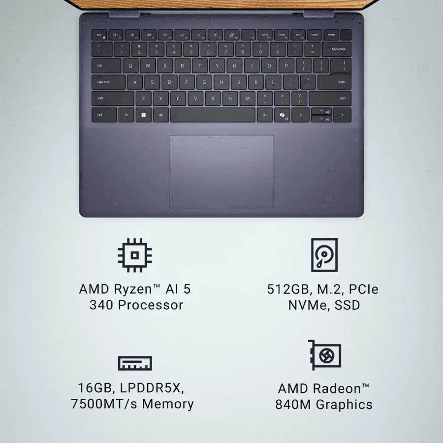 Dell Plus 14” FHD+ 2-in-1 Touchscreen Laptop, AMD Ryzen AI 5 340 Copilot+ PC, 16GB RAM, 512GB SSD, Windows 11 Home