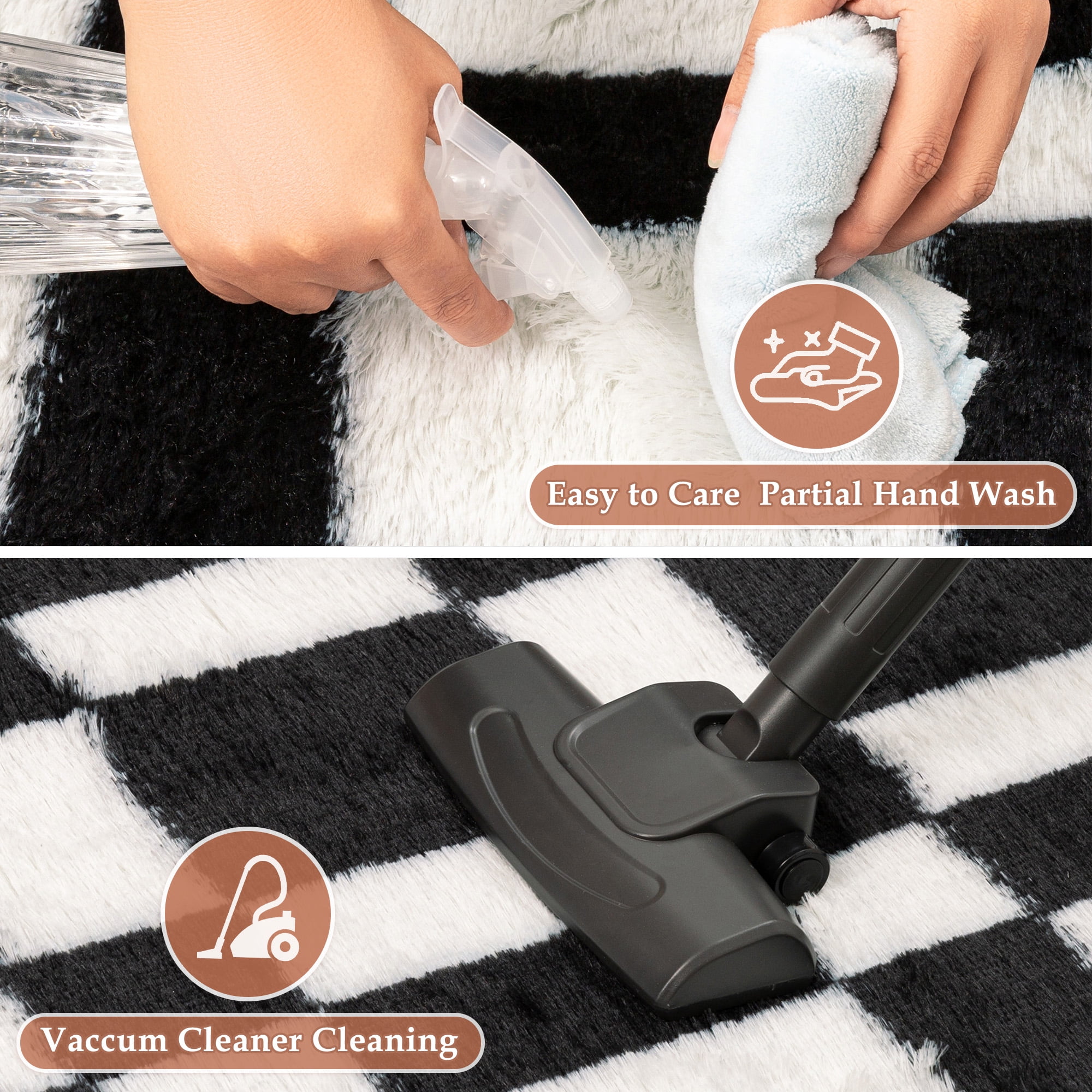 BERTHMEER 5'x8' Checkered Rug for Living Room, Modern Black and White Checkerboard Shag Rug Non-Slip Area Rug Soft Indoor Fluffy Rugs for Bedroom Carpet Home Dorm Aesthetic Decor