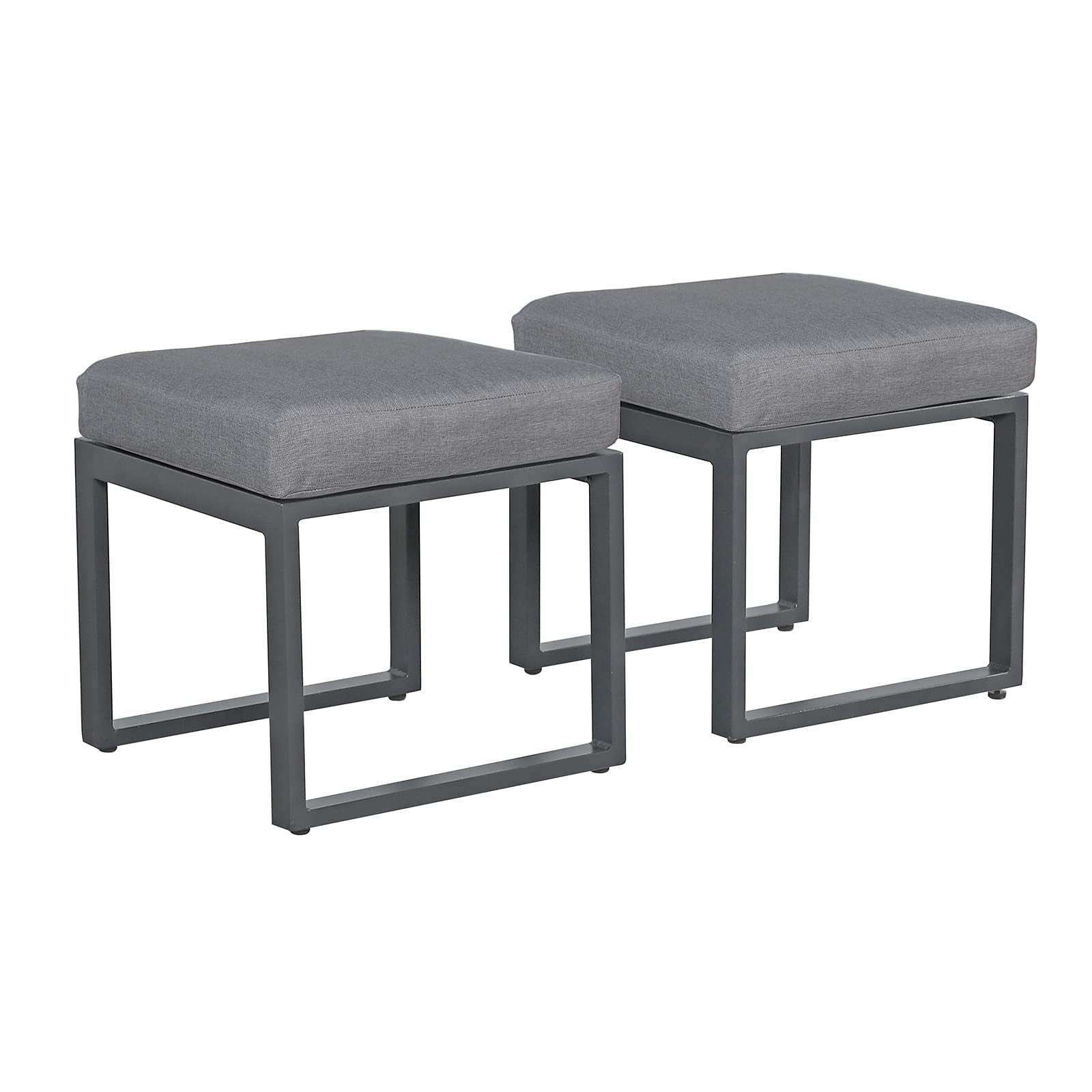 Soleil Jardin Set of 2 Patio Ottoman, Aluminum Outdoor Furniture