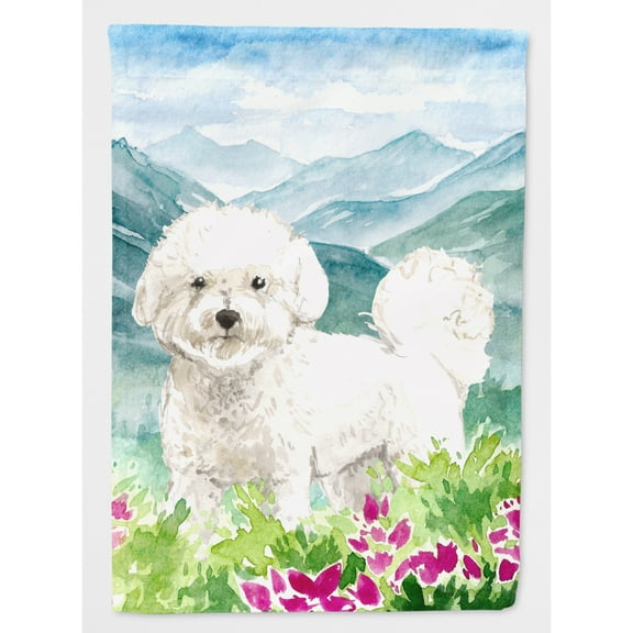 Carolines Treasures CK2546CHF Mountain Flowers Bichon Frise Flag Canvas House Size Large multicolor