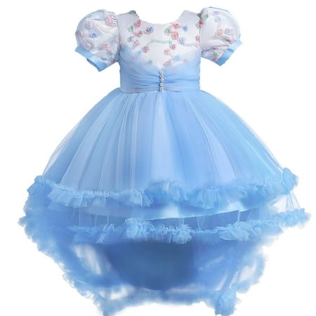 

Penkiiy Children s Dresses Girls Sleeveless Princess Dress Flower Mesh Dress Sunny Fashion Girls Dress Party Sundress 9-10 Years Blue 2023 Summer Deal