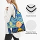 thumbnail image 4 of Bolsa de compras personalizada con paisaje de Van Gogh, Snoopy y Charlie Brown, para mujer, portátil, de gran capacidad, para comestibles, con diseño de cacahuetes, 4 of 5