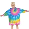 thumbnail image 3 of Rainbow Tie Dye Mandala Pattern Blanket Hoodies for Kids 6-13YR Oversize Wearable Blanket Hoodies for Boys Girls Teens, 3 of 7
