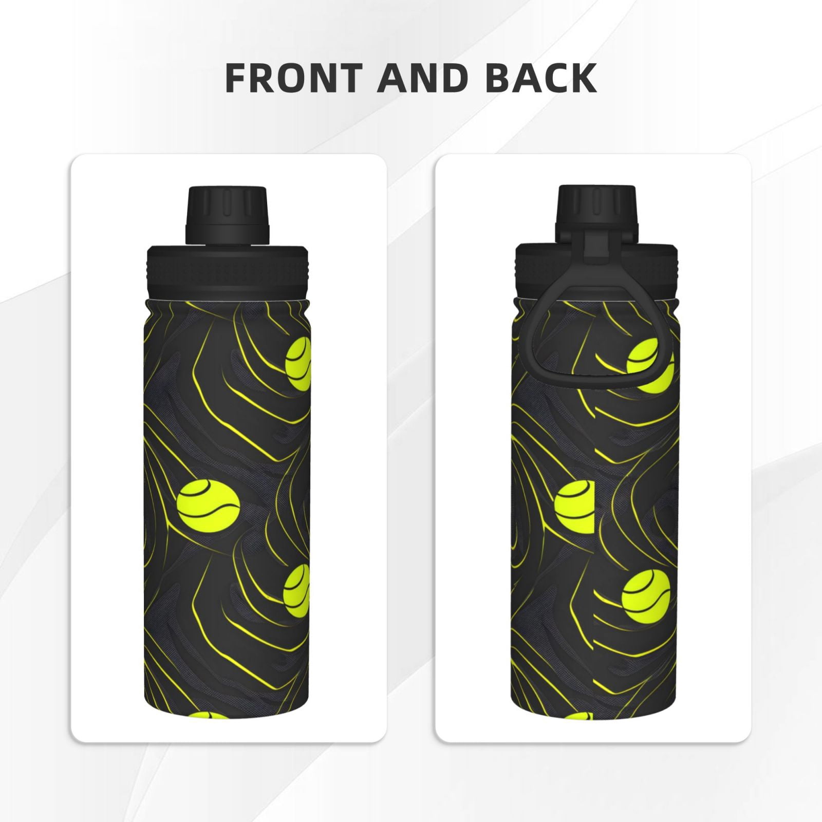 18oz Sports Insulated Kettle Double Wall Vacuum Insulated Water Bottle With Leak Proof Flip Lid For Gym Outdoor Commuting Camping Tennis Sport Theme Modern Athletic Style Tennis Balls