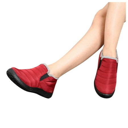 

Gubotare Women S Snow Boots Womenâs Chelsea Boots Fashion Platform Block Heels Slip On Combat Ankle Booties Red 11.5
