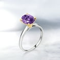 thumbnail image 4 of Gem Stone King 925 Silver and 10K Yellow Gold Purple Amethyst Solitaire Engagement Ring for Women | 1.60 Cttw | Oval 9X7MM | Gemstone February Birthstone (Size 9), 4 of 4