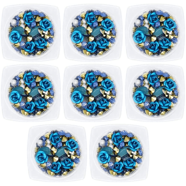 Juego de diamantes de imitación de rosas 3D para decoración de uñas, gemas mixtas, dijes de flores de metal, perlas para decoración de uñas, mujeres y niñas, diseño de uñas DIY, decoración artesanal