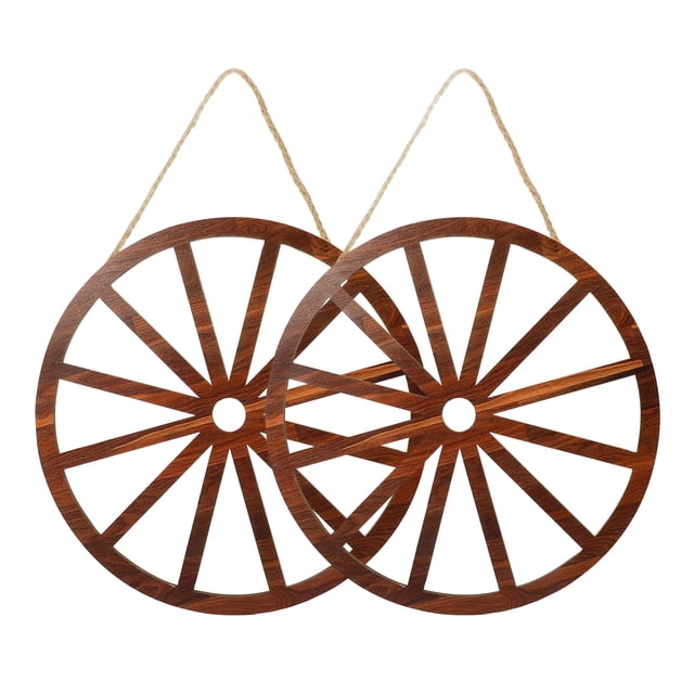 2 piezas de decoración de ruedas de carreta de madera, decoración de pared de ruedas de carreta vintage, decoración de madera para bar o garaje