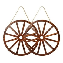 HERFIER 2pcs Wagon Wheel Decor Wooden Wagon Wheel Wall Decor Vintage Wagon Wheel Wood Decor for Bar Garage 11.4x11.4x0.2in