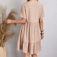 thumbnail image 4 of Women Casual Fashion Solid Color V Neck Short Sleeve Shirt Dress Swing Dress with Buttons T Shirts for Dress Women Dresses Casual Midi Shirt Dress Mature Womens Dresses Summer Mini Dress T Shirt, 4 of 6