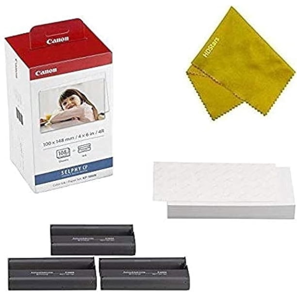 Casete de tinta y 108 hojas de papel 4x6 para Canon SELPHY