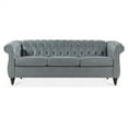 thumbnail image 3 of 84" Accent Sofa, 3 Seater Chesterfield Sofa Couch with Nailhead Trims and Rolled Arms, Modern Button Tufted PU Upholstered Living Room Sofa with Removable Cushion & Solid Wood Turned Legs, Grey, 3 of 7
