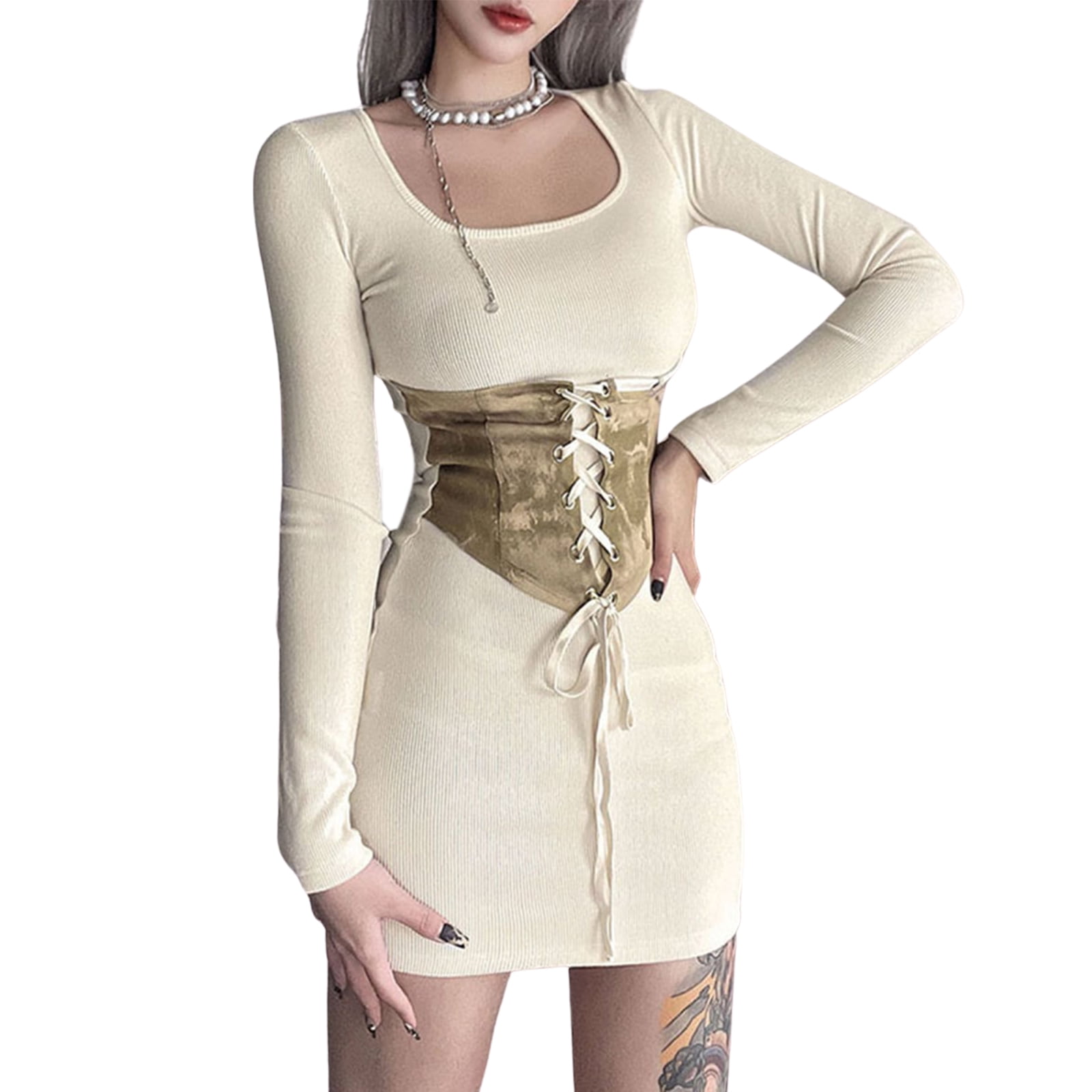 Women Ribbed One Piece Dress, Long 