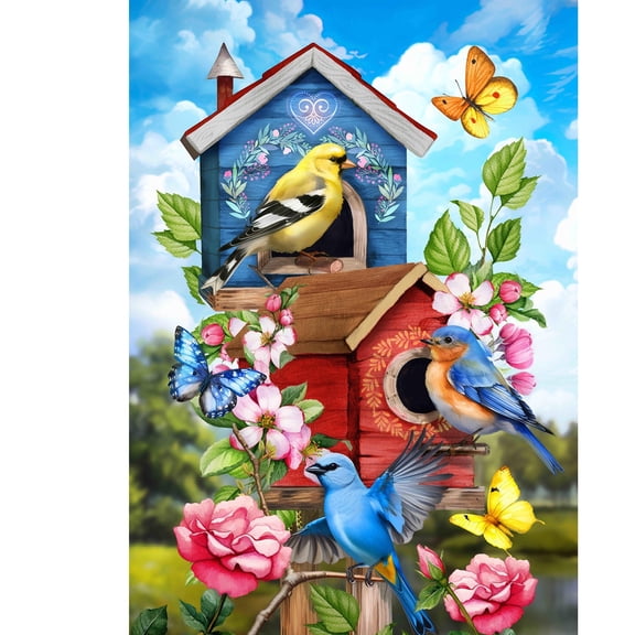 Briarwood Lane Spring Garden Flag 12x18 For Outdoor Floral Birdhouses For Spring Garden Flag Flags For Outside